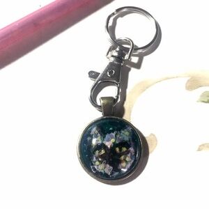 Handmade colorful Cat keyring pendant cabochon handpainted abstract keychain
